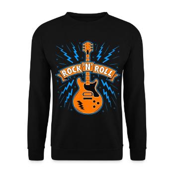 Bannière Rock’N’Roll avec guitare - Sweat-shirt Unisexe - noir - Devant - Alina (178cm) & Michal (187cm)