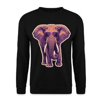 Summer Elephant Sunglasses - Unisex Sweatshirt - black - Front - Alina (178cm) & Michal (187cm)