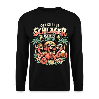 Schlager Party Crew Flamingo Offiziell - Unisex Pullover - Schwarz - Vorne - Alina (178cm) & Michal (187cm)