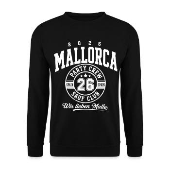 MALLORCA 2026 Party Crew Sauf Club - Unisex Pullover - Schwarz - Vorne - Alina (178cm) & Michal (187cm)