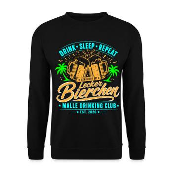 Malle 2026 Lecker Bierchen Malle Drinking Club - Unisex Pullover - Schwarz - Vorne - Alina (178cm) & Michal (187cm)