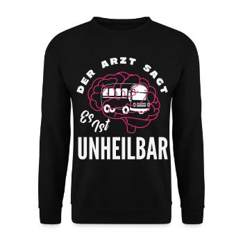 Busfahrer Gehirn Unheilbar - Unisex Pullover - Schwarz - Vorne - Alina (178cm) & Michal (187cm)