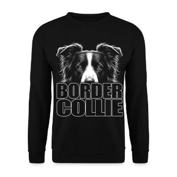 Portrait du Border Collie avec lettrage - Sweat-shirt Unisexe - noir - Devant - Alina (178cm) & Michal (187cm)