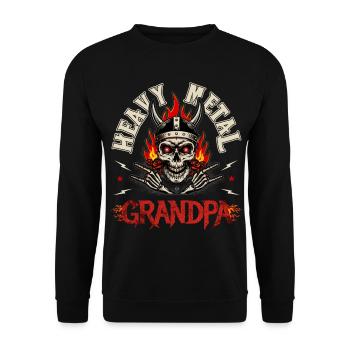 Heavy-Metal-Opa Lustiges Rock-Totenschädel-Geschenk - Unisex Pullover - Schwarz - Vorne - Alina (178cm) & Michal (187cm)