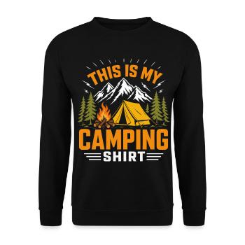 Camping Shirt Mountains Campfire - Unisex Sweatshirt - black - Front - Alina (178cm) & Michal (187cm)