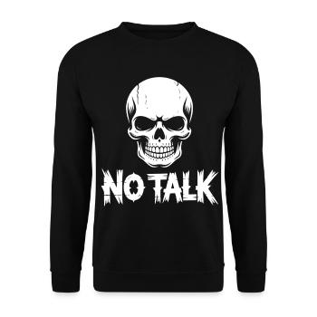 No Talk Skull Typography - Unisex Pullover - Schwarz - Vorne - Alina (178cm) & Michal (187cm)