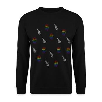 Blütenzweig & Farn - Naturmotiv LGBTQ - Unisex Pullover - Schwarz - Vorne - Alina (178cm) & Michal (187cm)