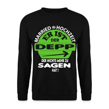 Married Hochzeit Nichts zu sagen Depp Ringe Fun - Unisex Pullover - Schwarz - Vorne - Alina (178cm) & Michal (187cm)