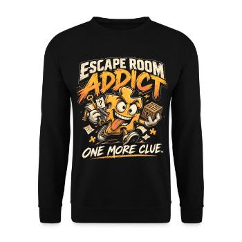 Escape Room Addict - One more clue - Unisex Pullover - Schwarz - Vorne - Alina (178cm) & Michal (187cm)