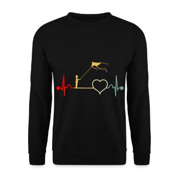 Drachensteigen Drachen Steigen Herzschlag Vintage - Unisex Pullover - Schwarz - Vorne - Alina (178cm) & Michal (187cm)