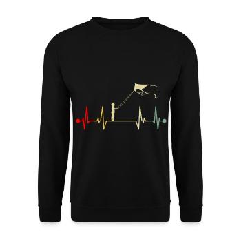 Drachensteigen Drachen Steigen Herzschlag Retro - Unisex Pullover - Schwarz - Vorne - Alina (178cm) & Michal (187cm)