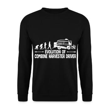 Mähdrescher Getreide Landwirt Evolution Lustig - Unisex Pullover - Schwarz - Vorne - Alina (178cm) & Michal (187cm)