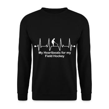 Feldhockey Feldhockeyspieler Herzschlag - Unisex Pullover - Schwarz - Vorne - Alina (178cm) & Michal (187cm)