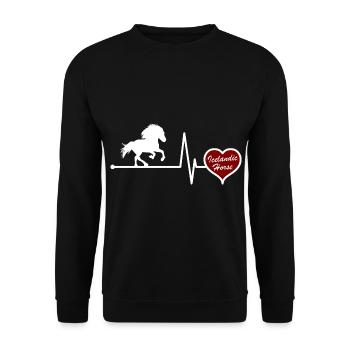 Islandpferd Tölt Herzschlag Geschenk Idee - Unisex Pullover - Schwarz - Vorne - Alina (178cm) & Michal (187cm)