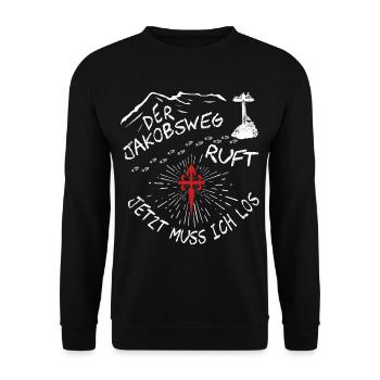 Der jakobsweg ruft Santiago Pilger Jakob - Unisex Pullover - Schwarz - Vorne - Alina (178cm) & Michal (187cm)