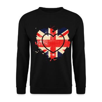 UK Flag - Britische Flagge - Unisex Pullover - Schwarz - Vorne - Alina (178cm) & Michal (187cm)