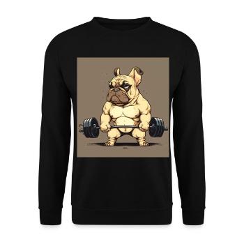 Français Bulldog Frenchie Bodybuilding Dog - Sweat-shirt Unisexe - noir - Devant - Alina (178cm) & Michal (187cm)