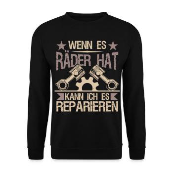 Werkstatt Autoschrauber Mechaniker - Unisex Pullover - Schwarz - Vorne - Alina (178cm) & Michal (187cm)