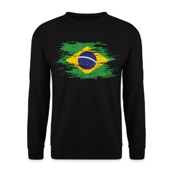Brasilien Flagge used - Unisex Pullover - Schwarz - Vorne - Alina (178cm) & Michal (187cm)