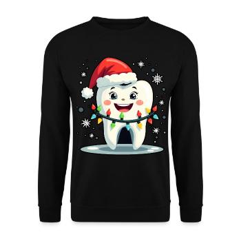 Zähne Weihnachten Zahnarzt Geschenk - Unisex Pullover - Schwarz - Vorne - Alina (178cm) & Michal (187cm)