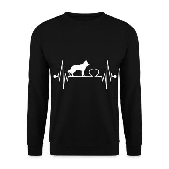 White Swiss Shepherd Heartbeat - Unisex Sweatshirt - black - Front - Alina (178cm) & Michal (187cm)