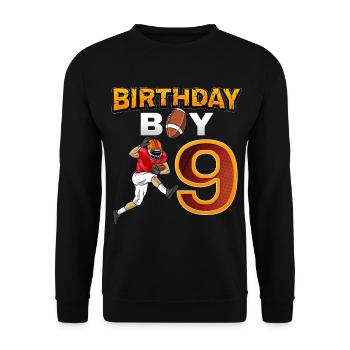 Anniversaire Garçon 9 American Footbal Cadeau - Sweat-shirt Unisexe - noir - Devant - Alina (178cm) & Michal (187cm)