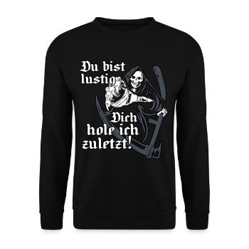 Sensenmann Lustig Lustig - Unisex Pullover - Schwarz - Vorne - Alina (178cm) & Michal (187cm)