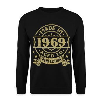 Jahrgang 1969 Geburtstag 1969 Retro-Geschenk - Unisex Pullover - Schwarz - Vorne - Alina (178cm) & Michal (187cm)