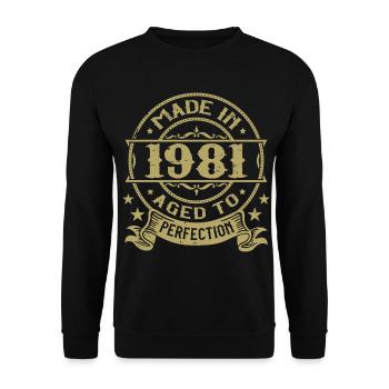 Vintage 1981 Anniversaire 1981 Cadeau 1981 Rétro - Sweat-shirt Unisexe - noir - Devant - Alina (178cm) & Michal (187cm)