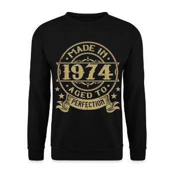 Vintage 1974 Anniversaire 1974 Cadeau 1974 Rétro - Sweat-shirt Unisexe - noir - Devant - Alina (178cm) & Michal (187cm)