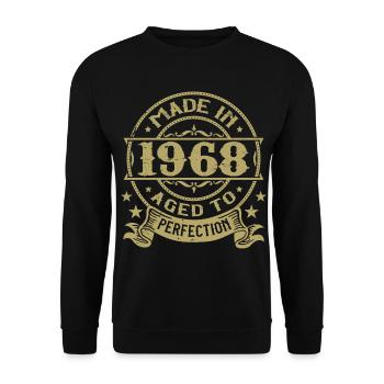 Jahrgang 1968 Geburtstag 1968 Retro-Geschenk - Unisex Pullover - Schwarz - Vorne - Alina (178cm) & Michal (187cm)
