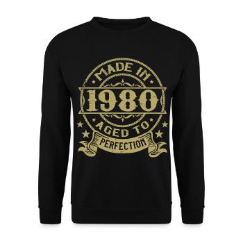 Vintage 1980 Anniversaire 1980 Cadeau 1980 Rétro - Sweat-shirt Unisexe - noir - Devant - Alina (178cm) & Michal (187cm)