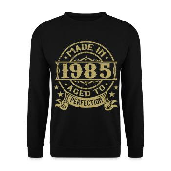 Jahrgang 1985 Geburtstag 1985 Retro-Geschenk - Unisex Pullover - Schwarz - Vorne - Alina (178cm) & Michal (187cm)