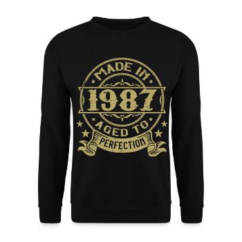 Vintage 1987 Anniversaire 1987 Cadeau 1987 Rétro - Sweat-shirt Unisexe - noir - Devant - Alina (178cm) & Michal (187cm)