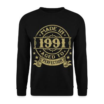 Vintage 1991 Anniversaire 1991 Cadeau 1991 Rétro - Sweat-shirt Unisexe - noir - Devant - Alina (178cm) & Michal (187cm)
