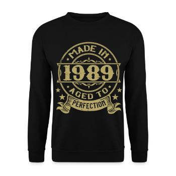 Vintage 1989 Anniversaire 1989 Cadeau 1989 Rétro - Sweat-shirt Unisexe - noir - Devant - Alina (178cm) & Michal (187cm)