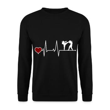Muay Thai Thai boxing heartbeat - Unisex Sweatshirt - black - Front - Alina (178cm) & Michal (187cm)