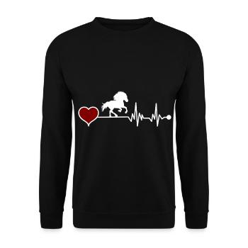 Tölter Islandpferd Herzschlag - Unisex Pullover - Schwarz - Vorne - Alina (178cm) & Michal (187cm)