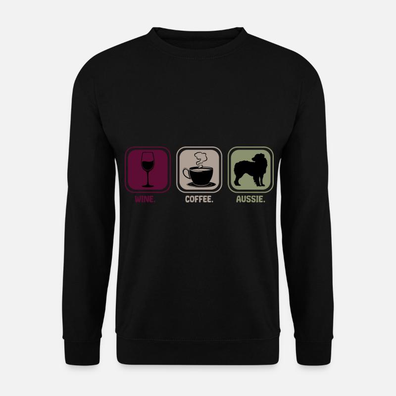 Aussie Australian Shepherd Wine Coffee - Unisex Sweatshirt - black