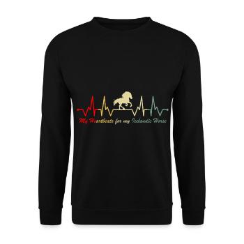 Icelandic horse tölt heartbeat vintage - Unisex Sweatshirt - black - Front - Alina (178cm) & Michal (187cm)