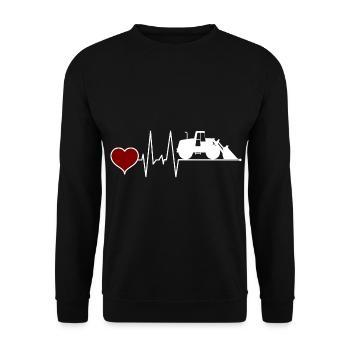 Radlader Herzschlag - Unisex Pullover - Schwarz - Vorne - Alina (178cm) & Michal (187cm)
