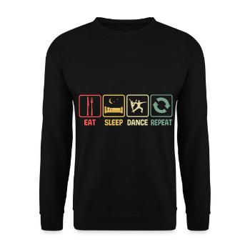 Danse couple Eat Sleep Repea Retro - Sweat-shirt Unisexe - noir - Devant - Alina (178cm) & Michal (187cm)