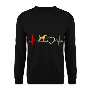 Parson Russell Terrier Herzschlag Retro - Unisex Pullover - Schwarz - Vorne - Alina (178cm) & Michal (187cm)