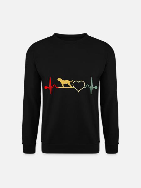 Bordeauxdogge DOGUE DE BORDEAUX Herzschlag Retro - Unisex Pullover - Schwarz