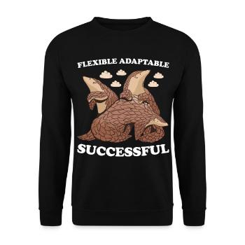 Flexible Adaptable Successful Pangolin - Unisex Sweatshirt - black - Front - Alina (178cm) & Michal (187cm)