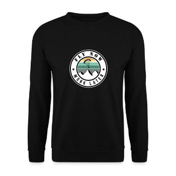 Fly now work later! - Unisex Pullover - Schwarz - Vorne - Alina (178cm) & Michal (187cm)