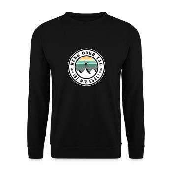 Berg oder Tal ist mir egal - Unisex Pullover - Schwarz - Vorne - Alina (178cm) & Michal (187cm)