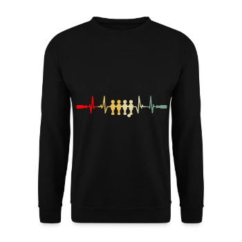 Tischfußball Tischkickern Herzschlag Retro - Unisex Pullover - Schwarz - Vorne - Alina (178cm) & Michal (187cm)