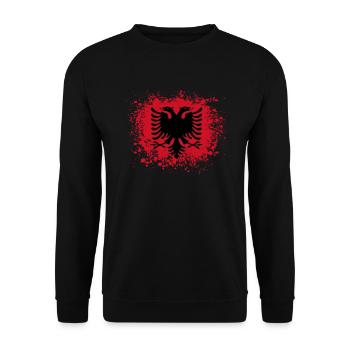 Albanien Albania Shqipëri Flagge Flecken Klecksen - Unisex Pullover - Schwarz - Vorne - Alina (178cm) & Michal (187cm)