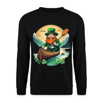 St. Patrick's Day Kleeblatt Kajak - Unisex Pullover - Schwarz - Vorne - Alina (178cm) & Michal (187cm)